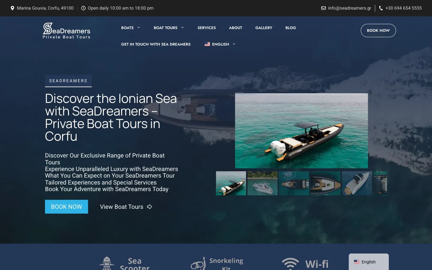 Customer-facing booking site desktop με fleet showcase