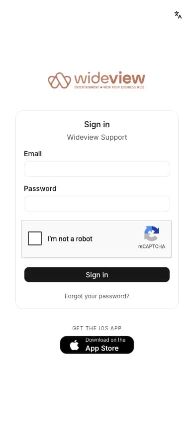 Σελίδα σύνδεσης mobile με reCAPTCHA και App Store link