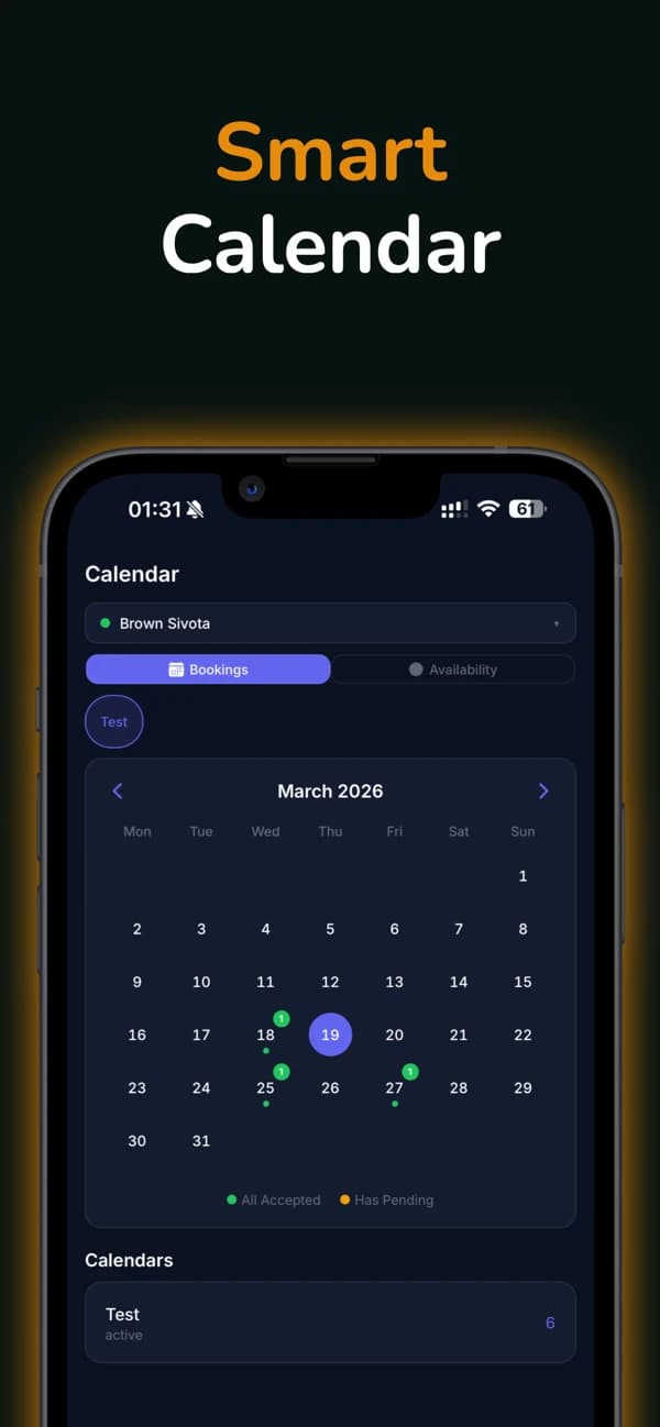 Wide Book Admin Smart Calendar