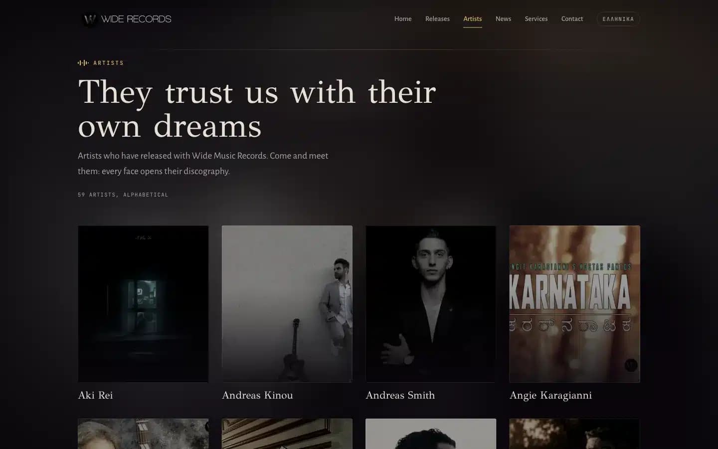Κατάλογος καλλιτεχνών της Wide Music Records.