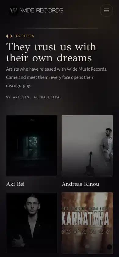 Κατάλογος καλλιτεχνών της Wide Music Records.